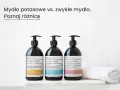 Trzy butelki naturalnego mydła potasowego z ceramidami marki Barwa. Poznaj jego wszechstronne zastosowanie w pielęgnacji skóry wrażliwej.