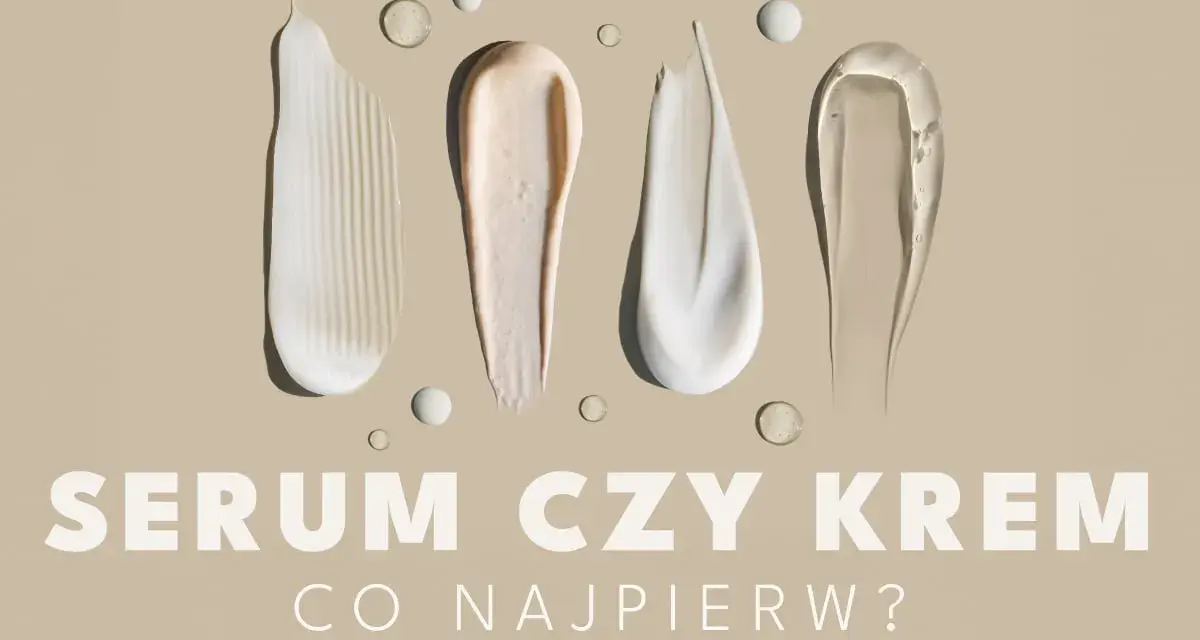 Smugi kremów i serum na beżowym tle. Czy na serum trzeba nakładać krem? Pytanie o kolejność aplikacji kosmetyków.