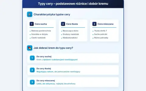Poznaj rodzaje cery: sucha, tłusta i mieszana. Dowiedz się, jak dobrać krem do potrzeb swojej skóry.