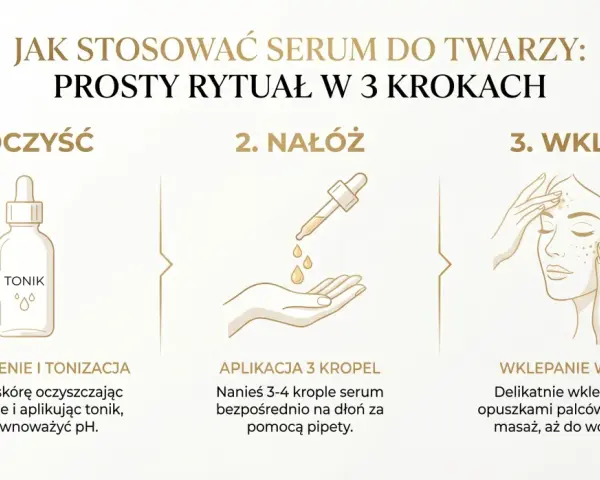 Czy serum do twarzy można stosować codziennie? Tak, oto prosty rytuał: 1. Oczyść, 2. Nałóż, 3. Wklep.